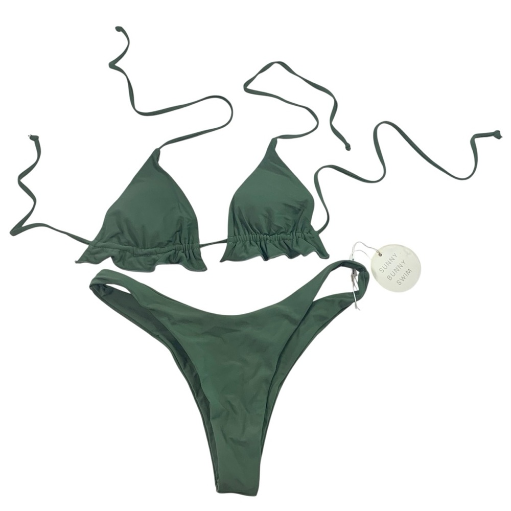 SUNNY BUNNY Ruffle String Bikini Set Sz M